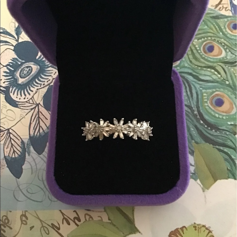 Stunning 1/2 Ct. Baguette & Round Genuine Diamond Flower Design Band Ring Sz 8